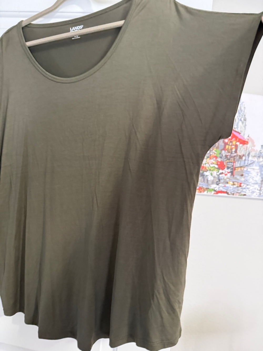 Lands' End Olive Scoop Neck Short Sleeve Tee - Picture 3 of 3